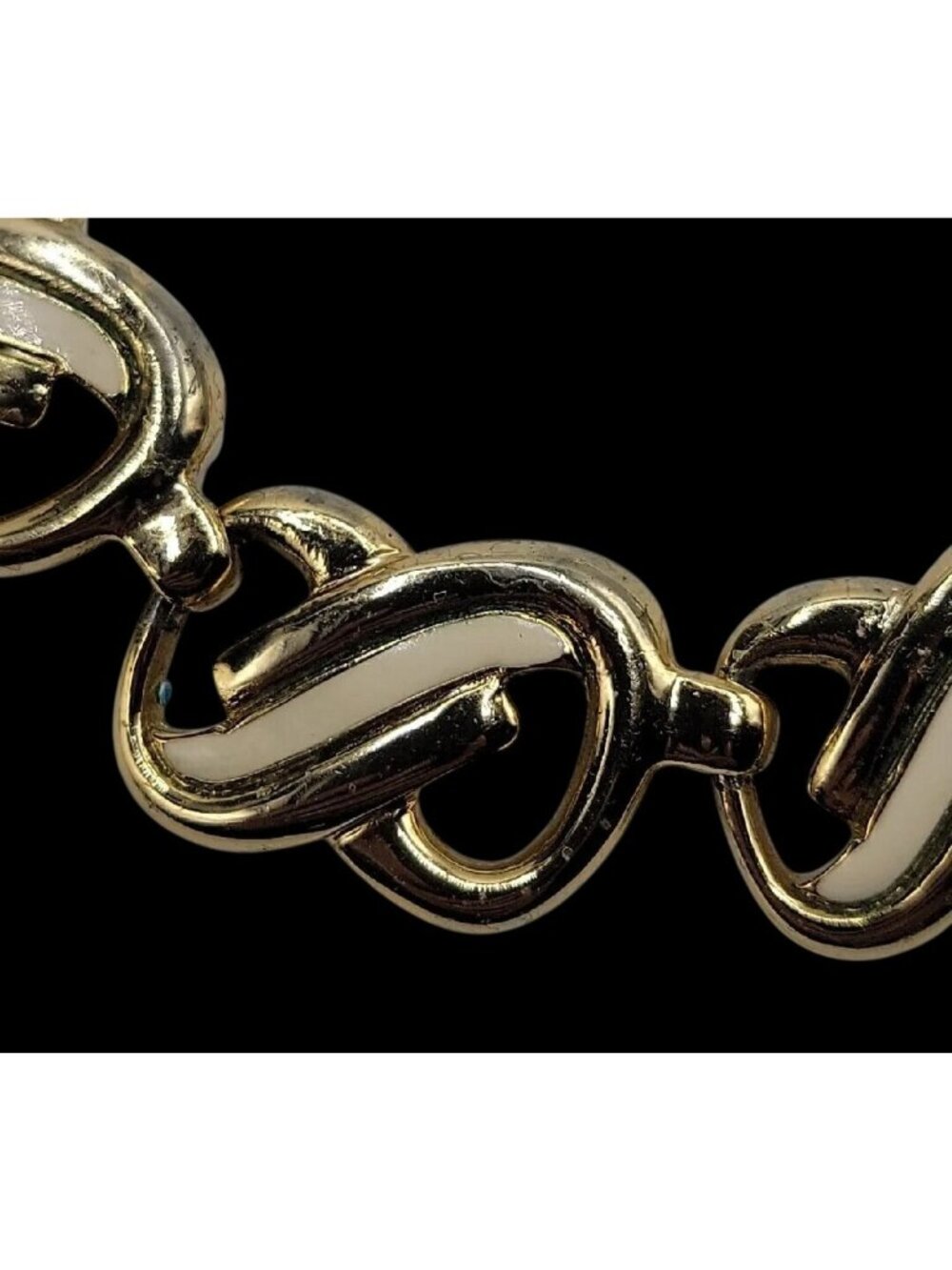 Vtg HR Paris Helena Rubinstein Gold Tone Enamel Interlocking Choker Necklace 16" - Picture 13 of 16